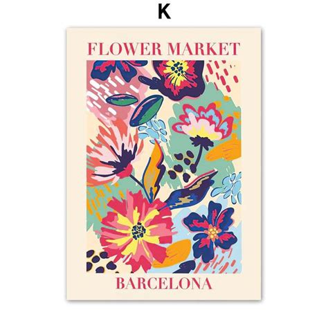 A Flower Market Poster Hanging On The Wall Next To A Potted Plant