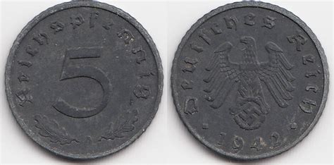 Drittes Reich 5 Reichspfennig 1942 A Zink fast vorzüglich MA Shops