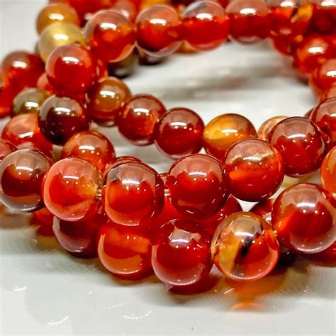 Natural Red Onyx Mm Smooth Round Gemstone Beads Strand