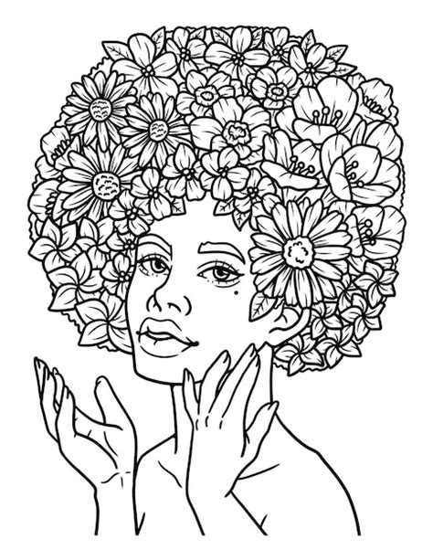 P Gina Para Colorear De Ni A De Las Flores Afroamericana Hermosa