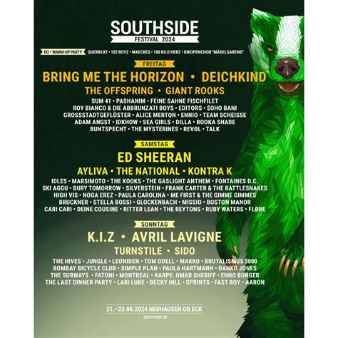 Southside Hurricane Festivals Running Order Alle Bands Und