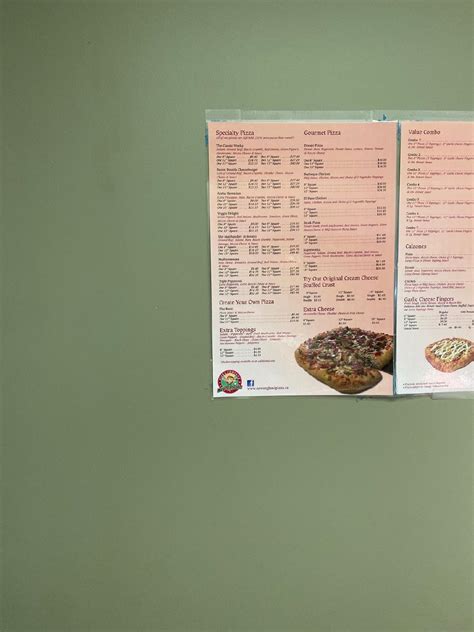 Menu at New England Pizza Company pizzeria, Fredericton