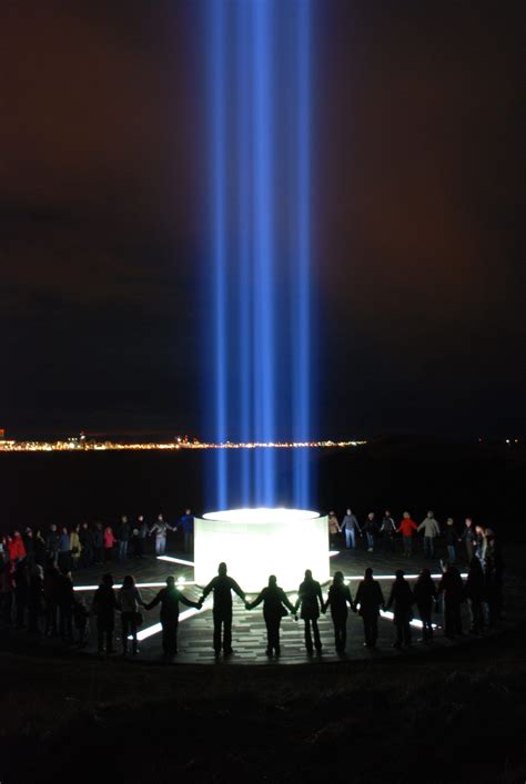 Yoko Ono Imagine Peace Tower 2007 Viðey Island Kollafjörður Bay