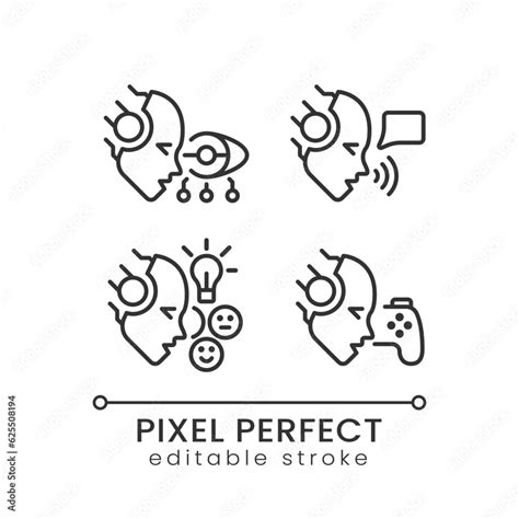 Artificial Intelligence Benefits Pixel Perfect Linear Icons Set Ai