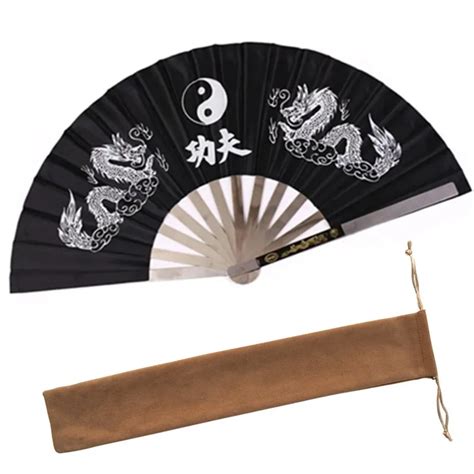 Folding Fan China Traditional Stainless Steel Tai Chi Fan Kung Fu