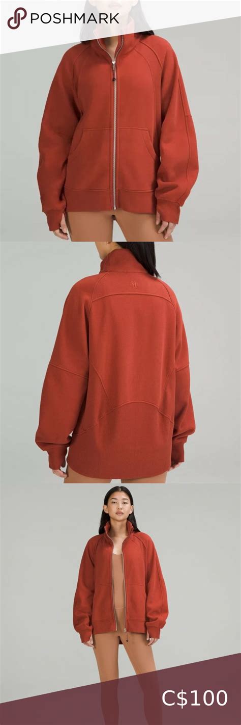 Nwt Lululemon Scuba Oversized Funnel Neck Full Zip Cayenne Cayenne