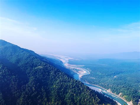 A Beautiful View Of Sharda River From The Hills Of Uttarakhand State