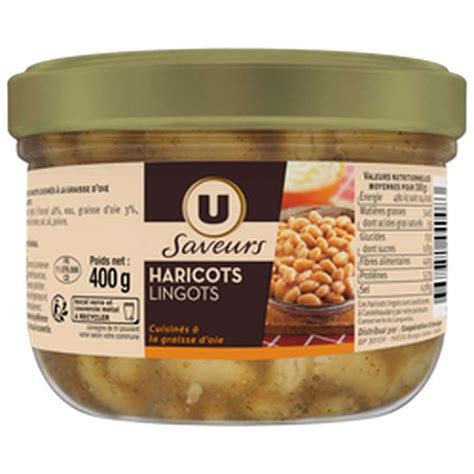 Haricots lingots cuisinés à la graisse d oie U SAVEURS 400 g La