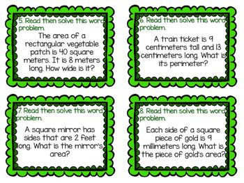 Area And Perimeter Task Cards By The Taco Tuesday Teacher Tpt