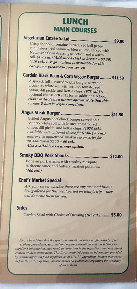 Amtrak Food Menu Prices