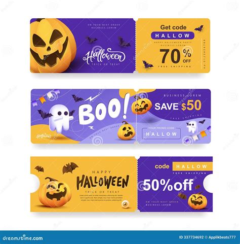 Happy Halloween Gift Promotion Coupon Banner Background Template Stock