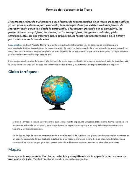 Formas De Representar La Tierra Pdf Mapa Cartografía