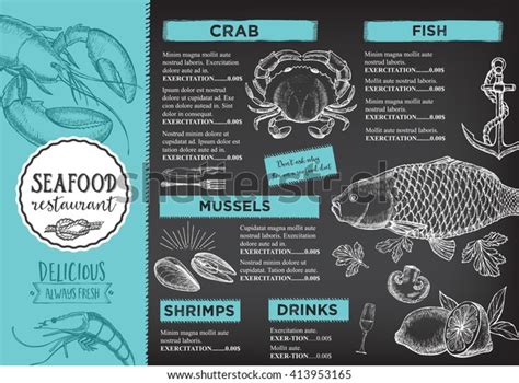 Seafood Restaurant Brochure Menu Design Vector Stock Vector Royalty