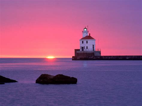 Wallpaper Sunset Sea Bay Sunrise Evening Tower Coast