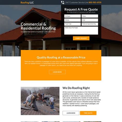 Ready To Use Roofing And Restoration Responsive Services Landing Pages