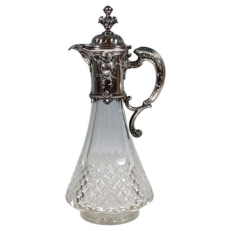 Wilhelm Binder Art Nouveau Pitcher Carafe Silver Fitting And Cut Glass Germany For Sale At 1stdibs