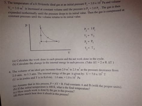 Solved The Temperature Of A Kmole Ideal Gas At An Chegg