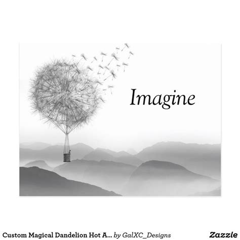 Custom Magical Dandelion Hot Air Balloon Imagine Postcard Zazzle Dandelion Air Balloon Magical