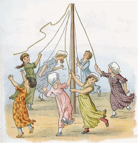 Dance Girls Doing Maypole Dance Antique Illustration Illustration Artist