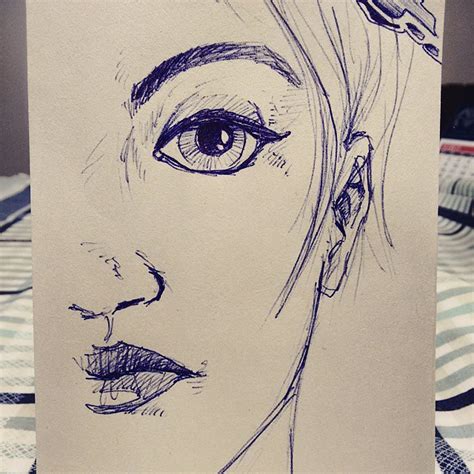 Half Sketch Drawing Of Face