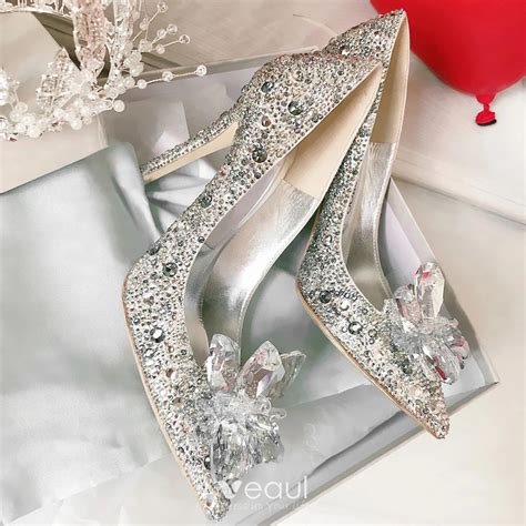 Luxury Gorgeous Champagne Handmade Cinderella Wedding Shoes 2019