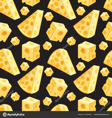 Seamless Pattern Of Square And Triangular Slices Of Yellow Cheese In