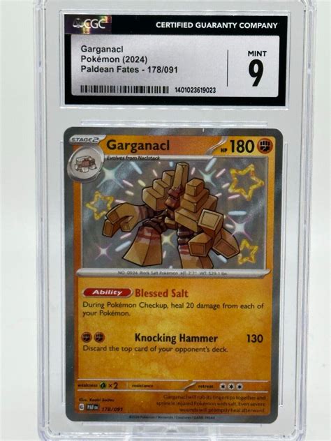 Garganacl Pokemon 2024 Paldean Fates 178 091 Shiny Rare Graded CGC Mint