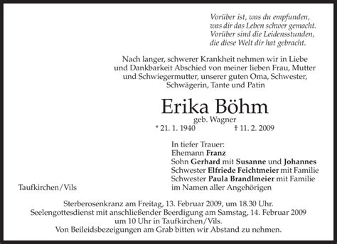 Traueranzeigen Von Erika B Hm Trauer Merkur De