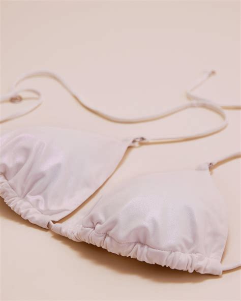 Seatonic High Gloss Triangle Bikini Top White Iridescent Bikini Village