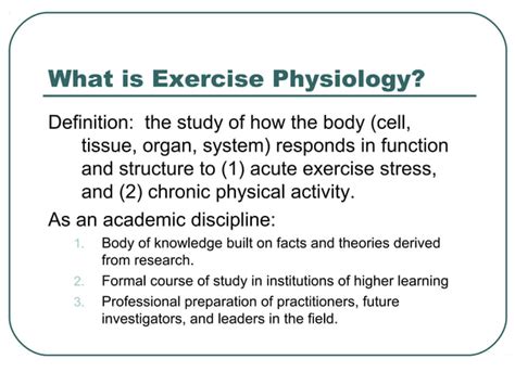 Introduction to exercise physiology | PPT