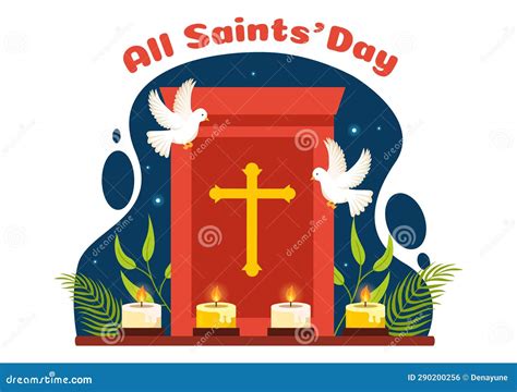 All Saints Day Vector Illustration On 1st November With For The All