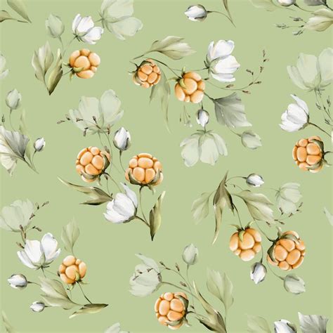 Premium Photo Seamless Watercolor Pattern With Delicate Wild