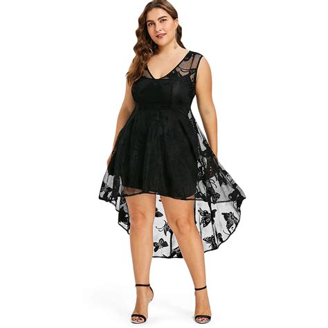 2018 Plus Size Sheer Lace Midi Dress Women 2018 Summer Tank Dresses V