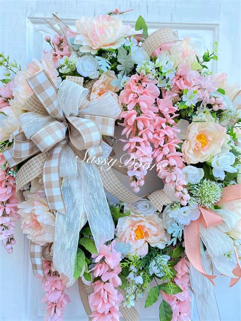 Spring Wreath Mothers Day Wreath Sassy Doors Wreathspring Front