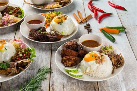 Various Malaysian Rice and Dishes Stock Photo - Image of rice, dish ...