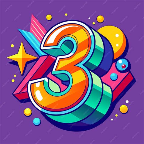 Premium Vector | Three number or number 3 3d