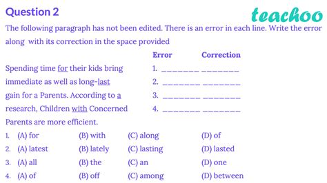 Editing Class 10 Write The Error With Correction Spending Time For