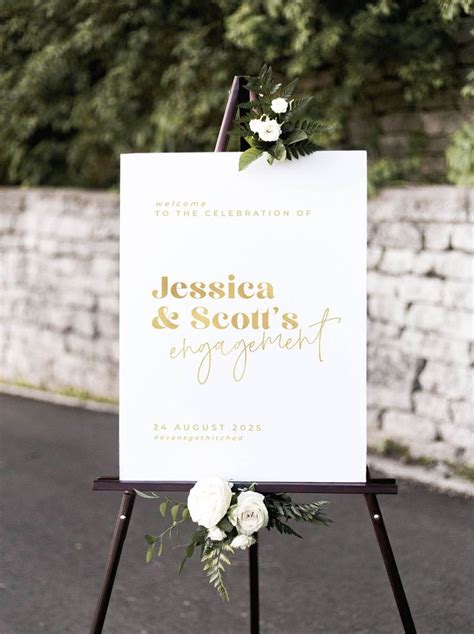 Modern Gold Engagement Party Welcome Sign Template Welcome Sign