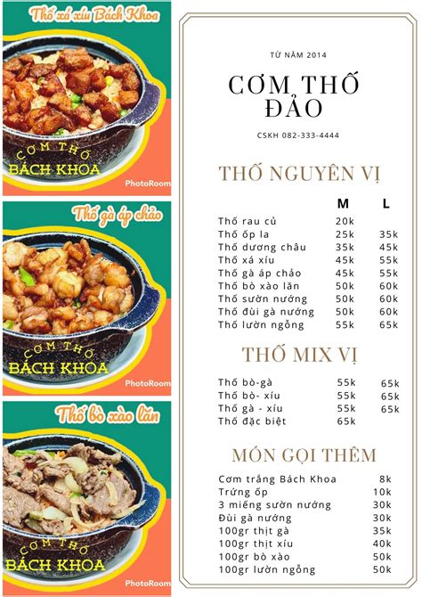 Cơm Thố Bách Khoa Menu Thực Đơn Phong Phú Và Sự Lựa Chọn Hoàn Hảo Tại