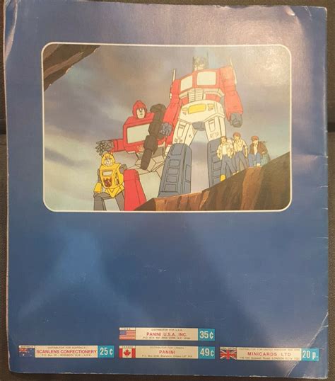 1986 Vintage Transformers The Movie Uk Panini Sticker Album Complete