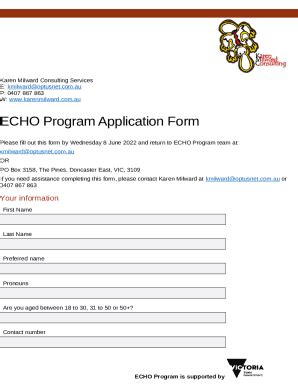 echo program application echo program application  template