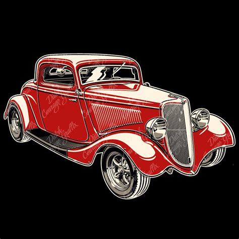 1934 Full Fendered Coupe Digital Vector File Pms Colors Etsy