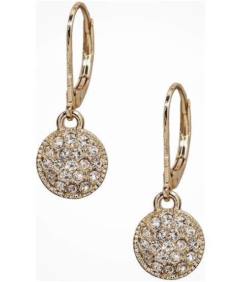 Express Mini Pave Disc Drop Earrings In Gold SHINY GOLD Lyst