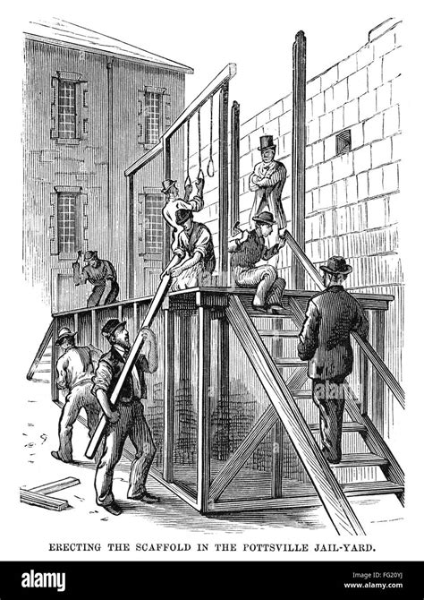 Molly Maguires Executions Nworkers Erecting The Scaffold At The