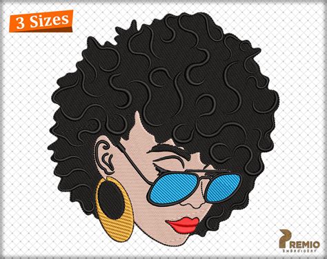 Afro Woman Machine Embroidery Design Black Girl African Etsy