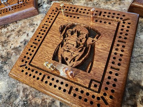 Cribbage Board Coaster 2 Player 60 Hole Cribbage Board Metal Pegs And