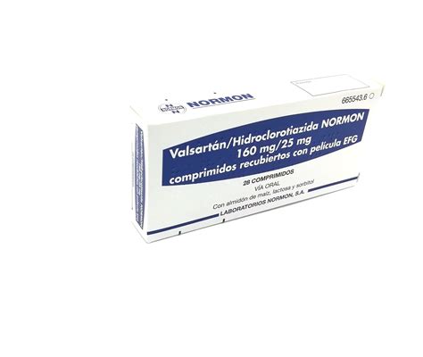 Valsartanhidroclorotiazida Normon Efg 160 Mg25 Mg 28 Comprimidos