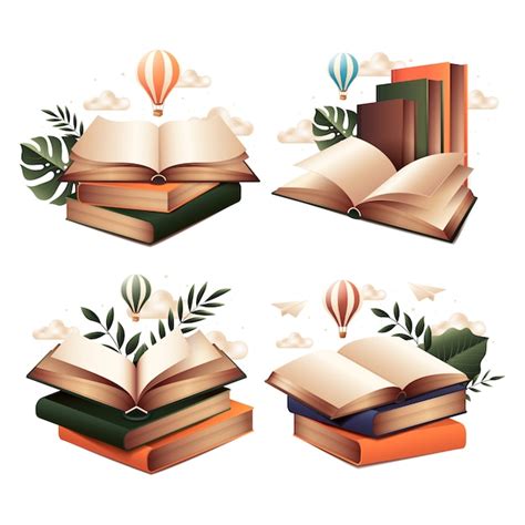 Composiciones De Libros En Estilo Realista Vector Premium