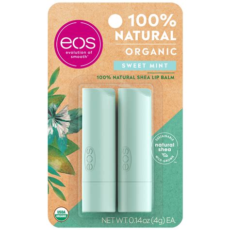 eos 100% Natural & Organic Lip Balm Stick - Sweet Mint, 0.14 oz, 2 count - Walmart.com - Walmart.com