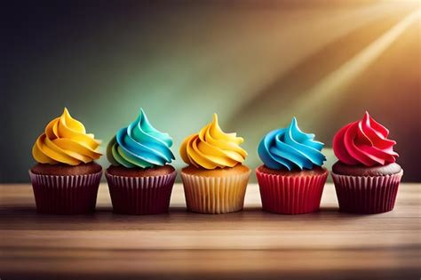 Premium AI Image | colorful cupcakes with delicious